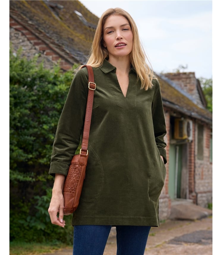 Cord Tunic With A Collar