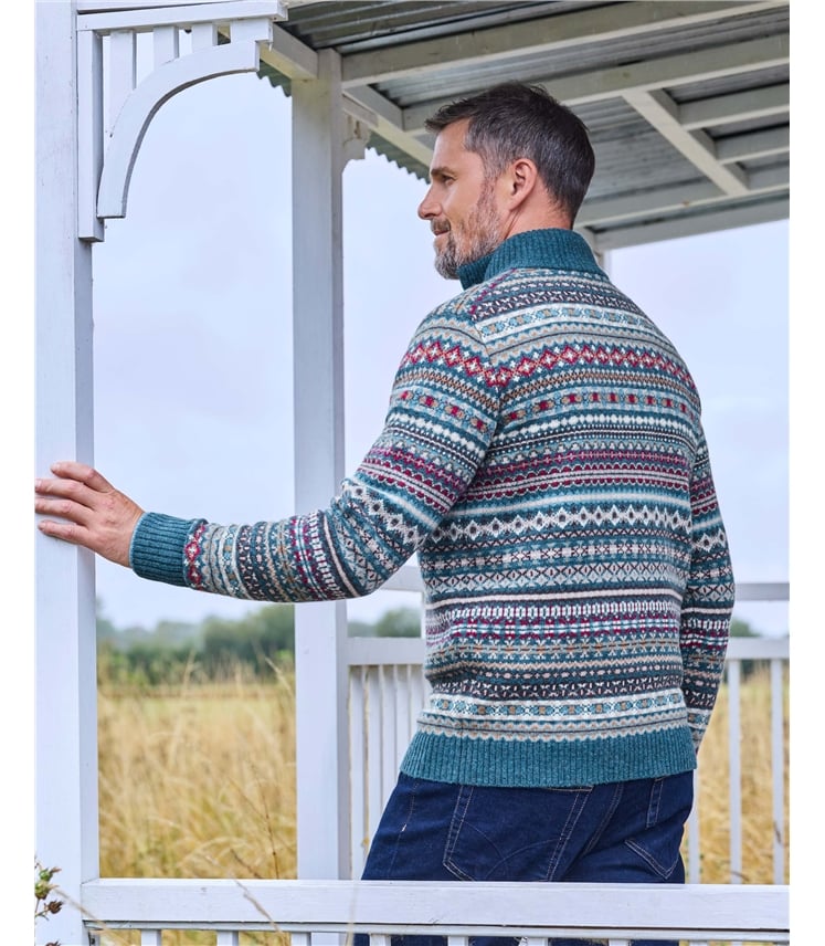 Pullover mit halbem Reißverschluss im Fairisle-Motiv