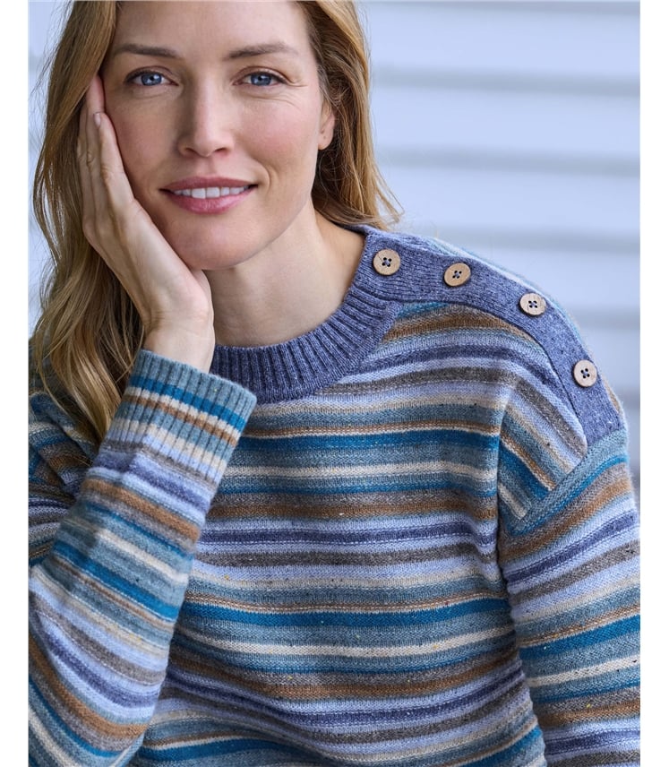 Button Marled Stripe