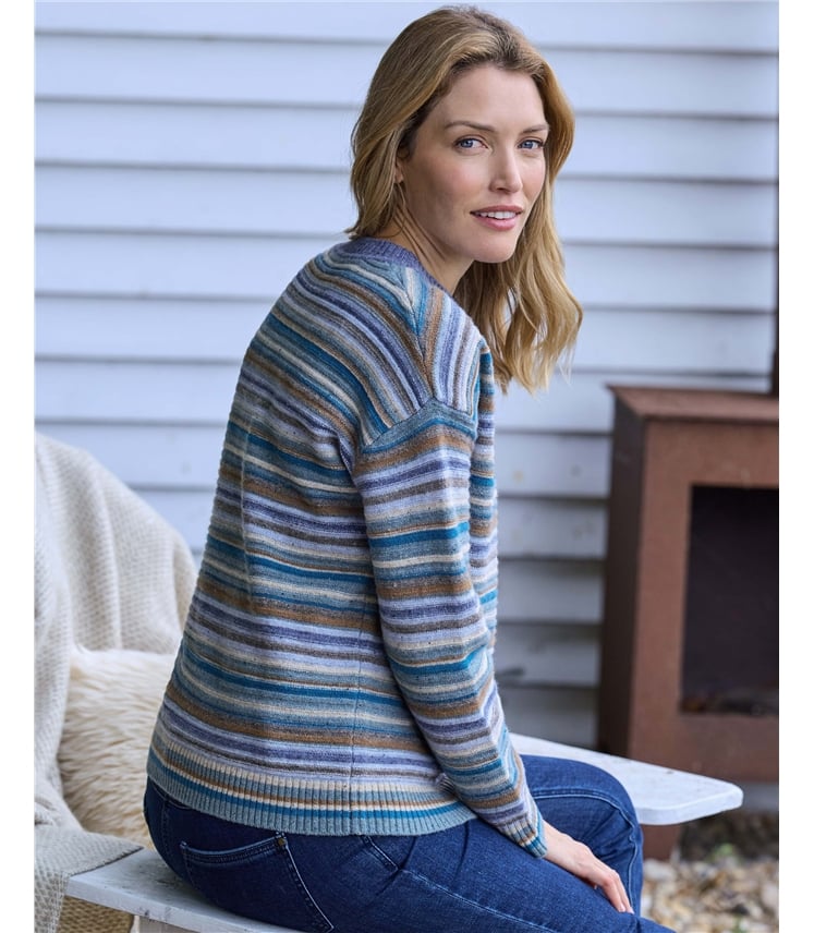 Button Marled Stripe