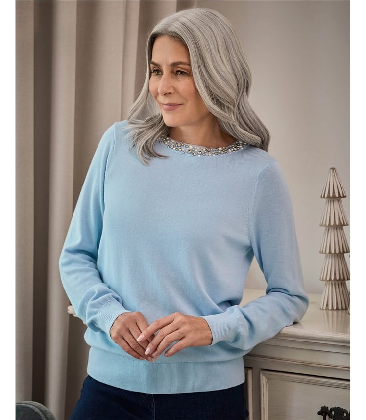 Embellished Neck Jumper