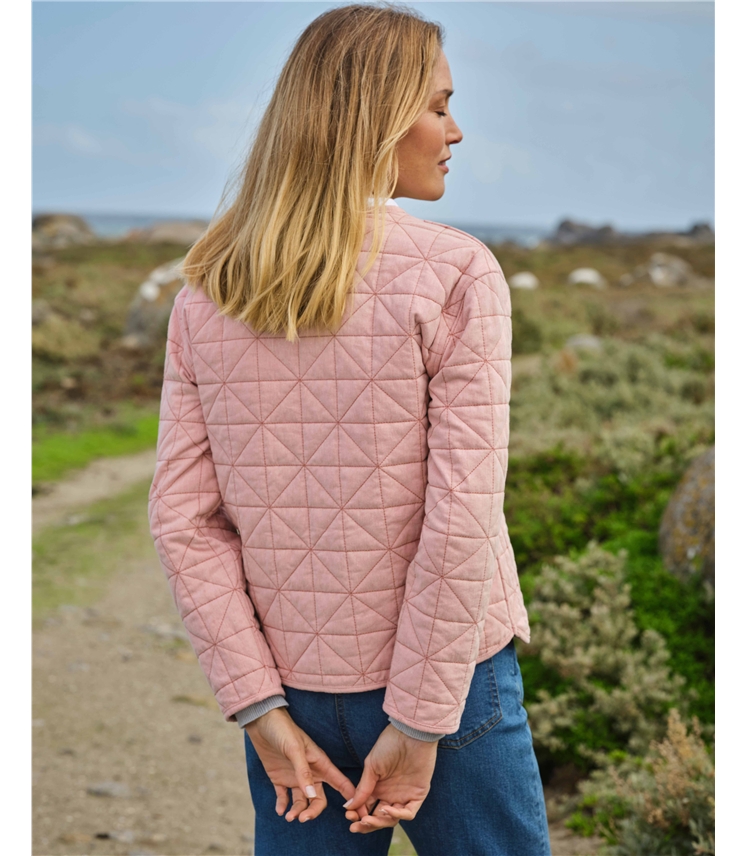 Collarless Quilted Jacket