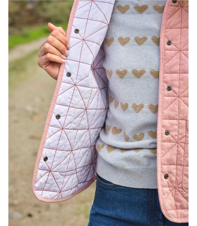 Collarless Quilted Jacket