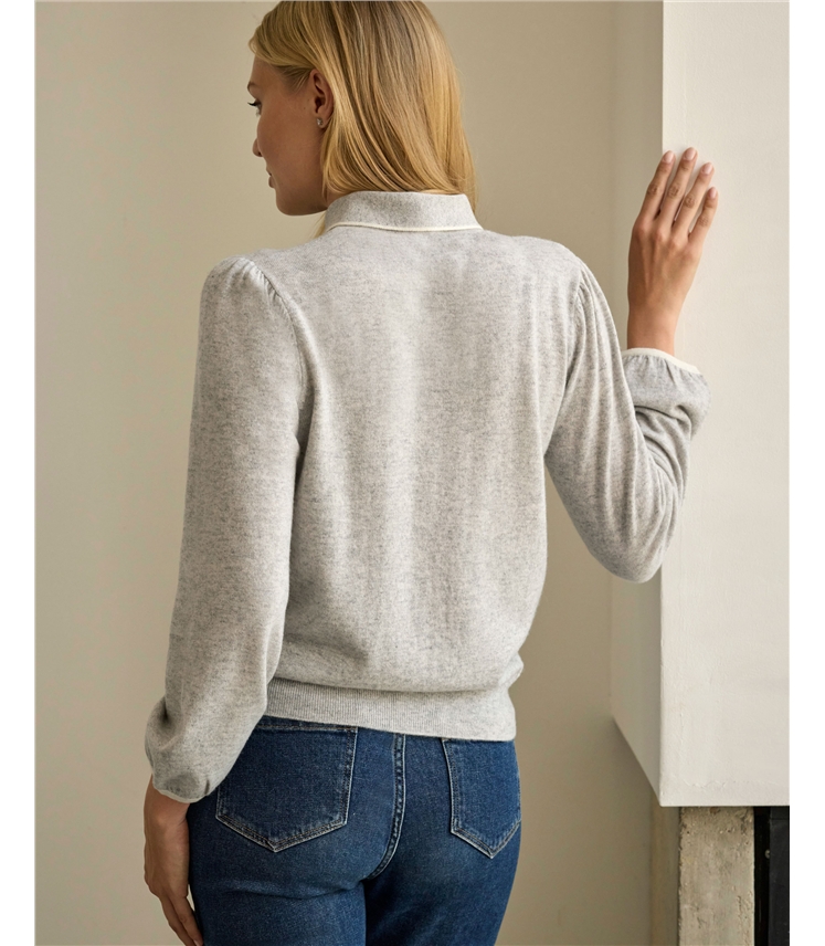 Cashmere Blend Tie Neck Sweater