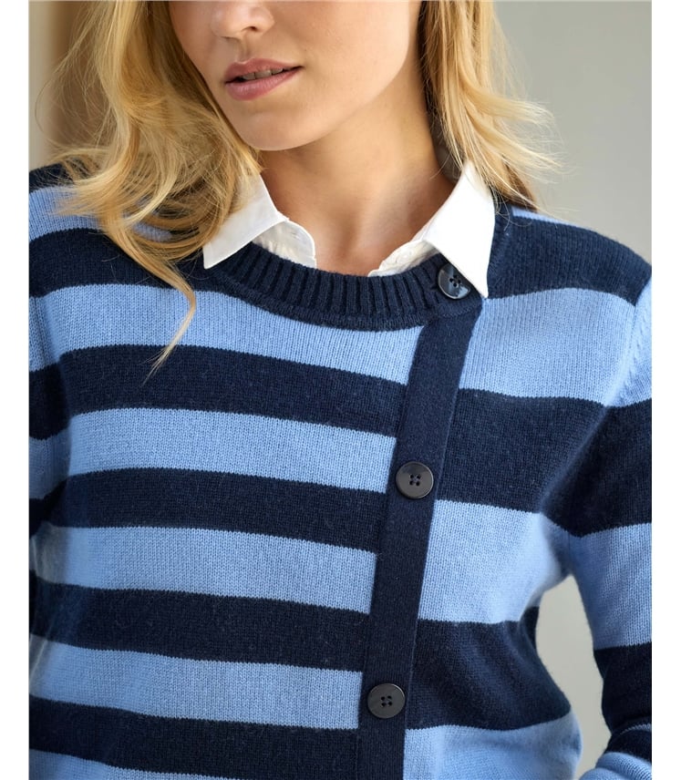 Cashmere Blend Asymmetric Stripe Sweater