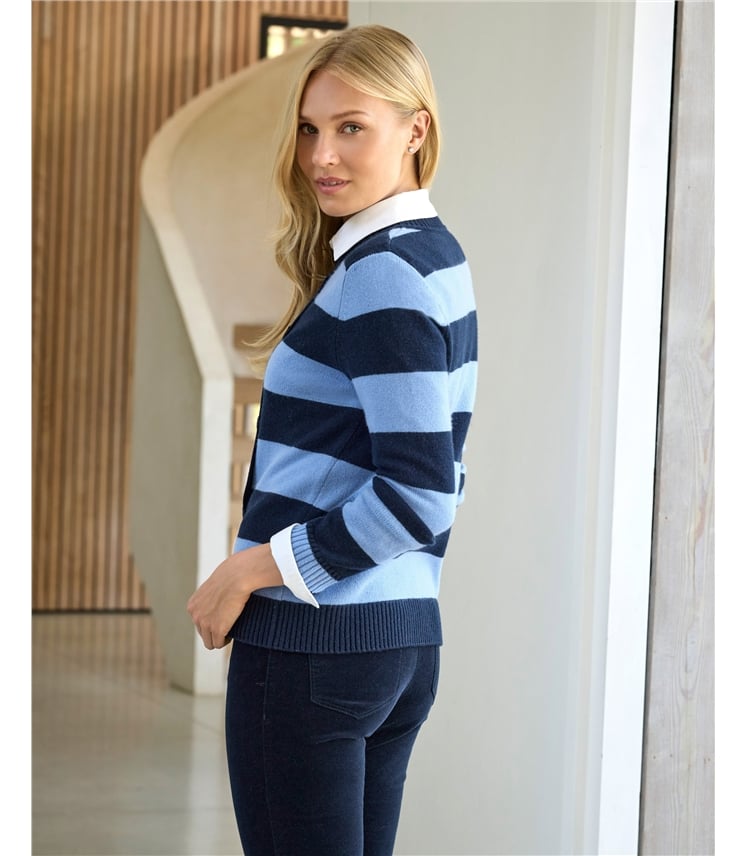 Cashmere Blend Asymmetric Stripe Sweater