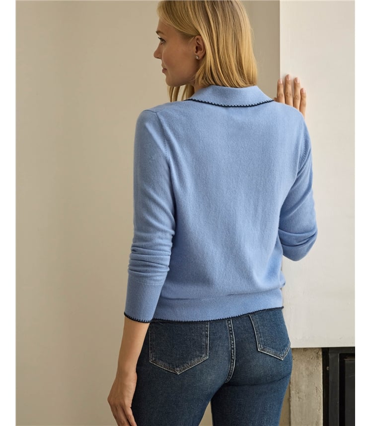 Blanket Stitch Polo Sweater