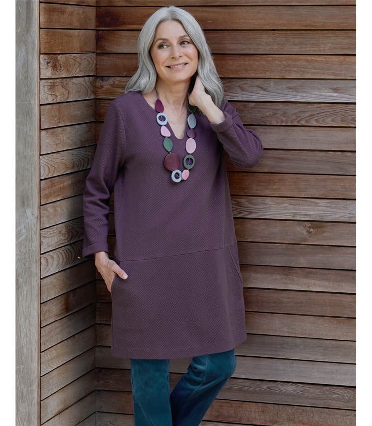 Textured Jersey Long Sleeve Tunic