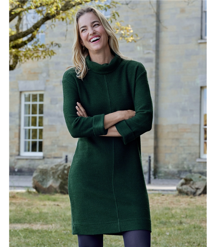 Cowl Neck Textured Jersey Dress