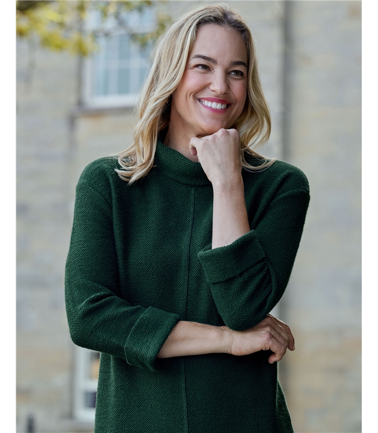 Cowl Neck Textured Jersey Dress