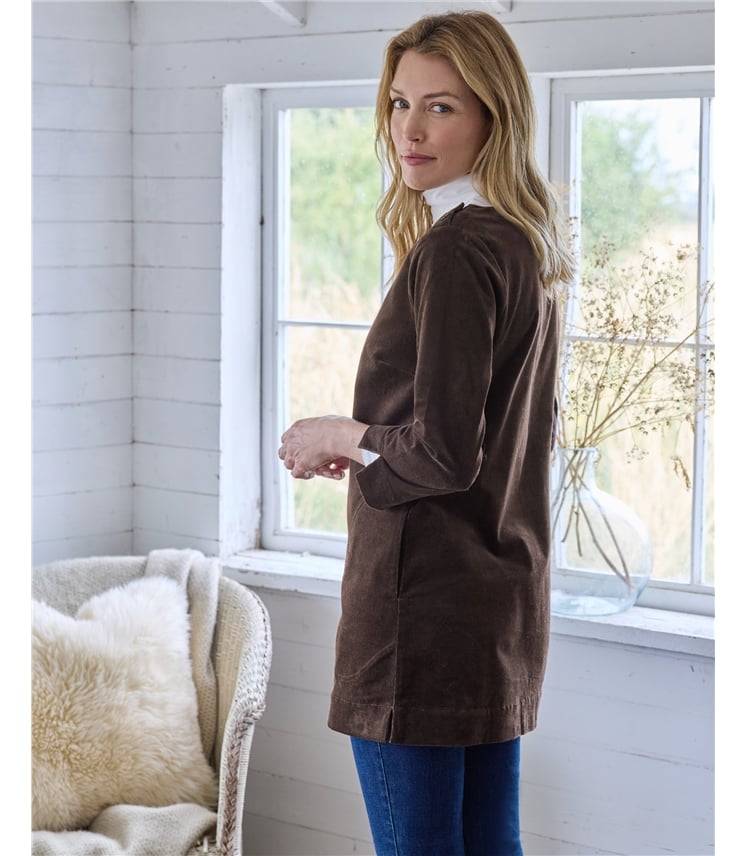 Boat Neck Button Detail Cord Tunic