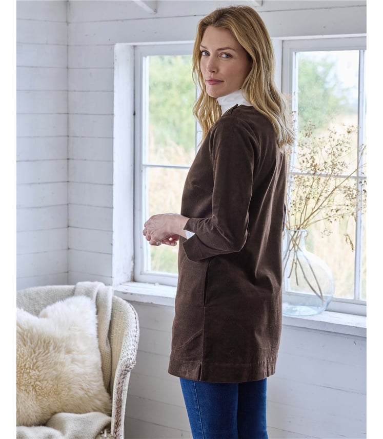 Boat Neck Button Detail Cord Tunic