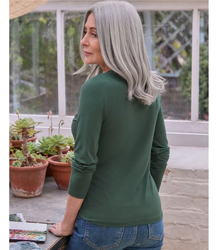 Lace V Neck Long Sleeve Top