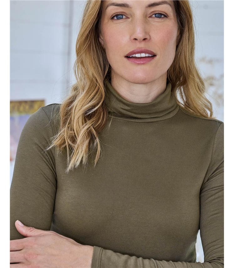 Jersey Slim Polo Neck Top
