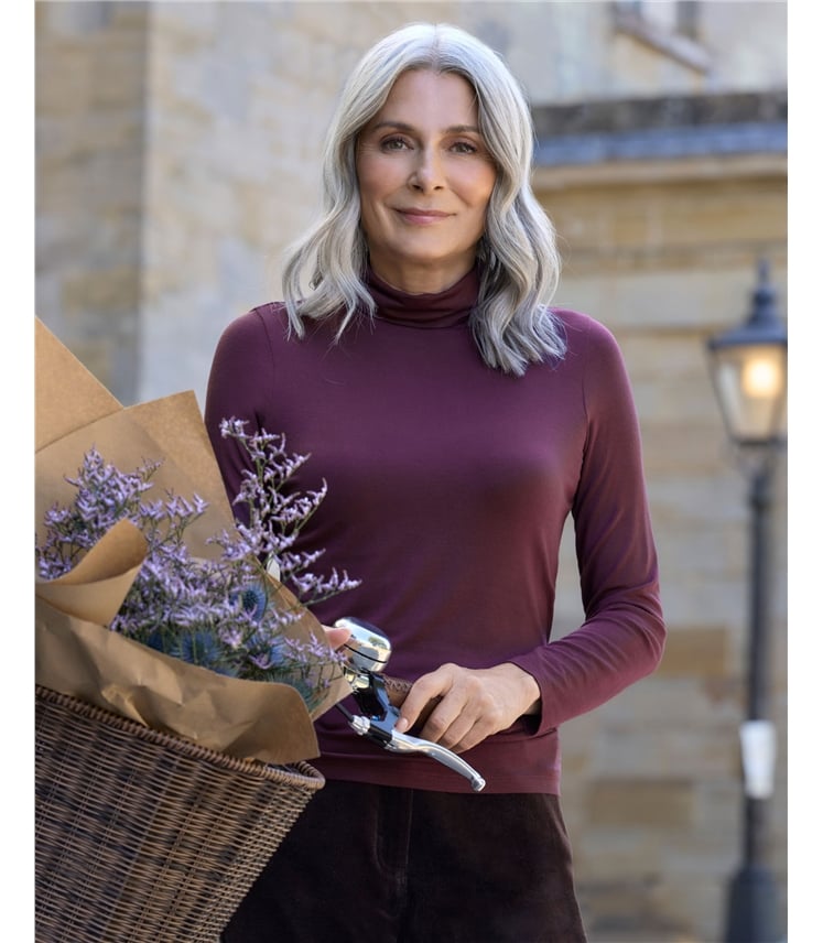 Jersey Slim Polo Neck Top