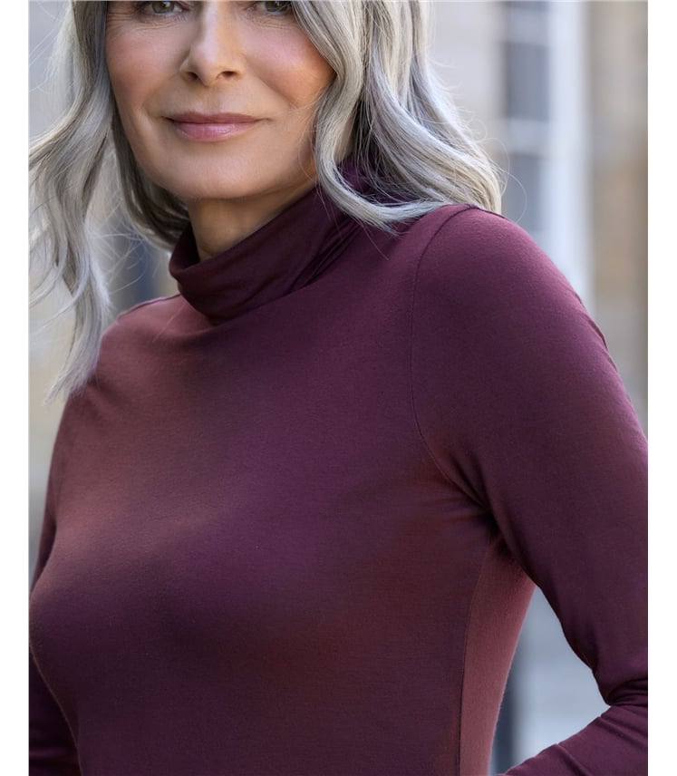 Jersey Slim Polo Neck Top