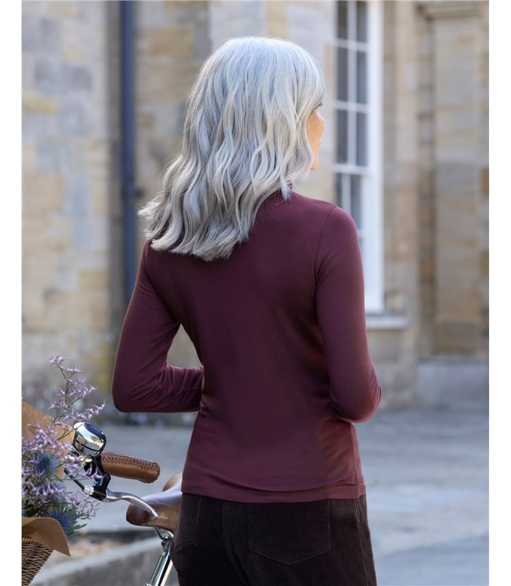 Jersey Slim Polo Neck Top