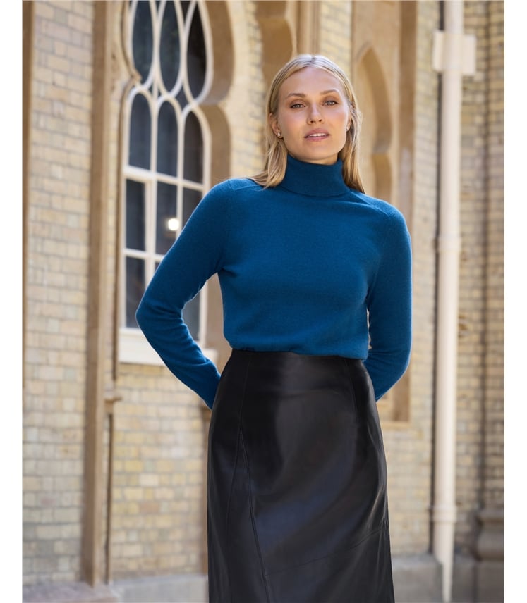 Womens Cashmere Polo Neck Sweater