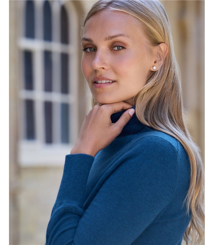 Womens Cashmere Polo Neck Sweater