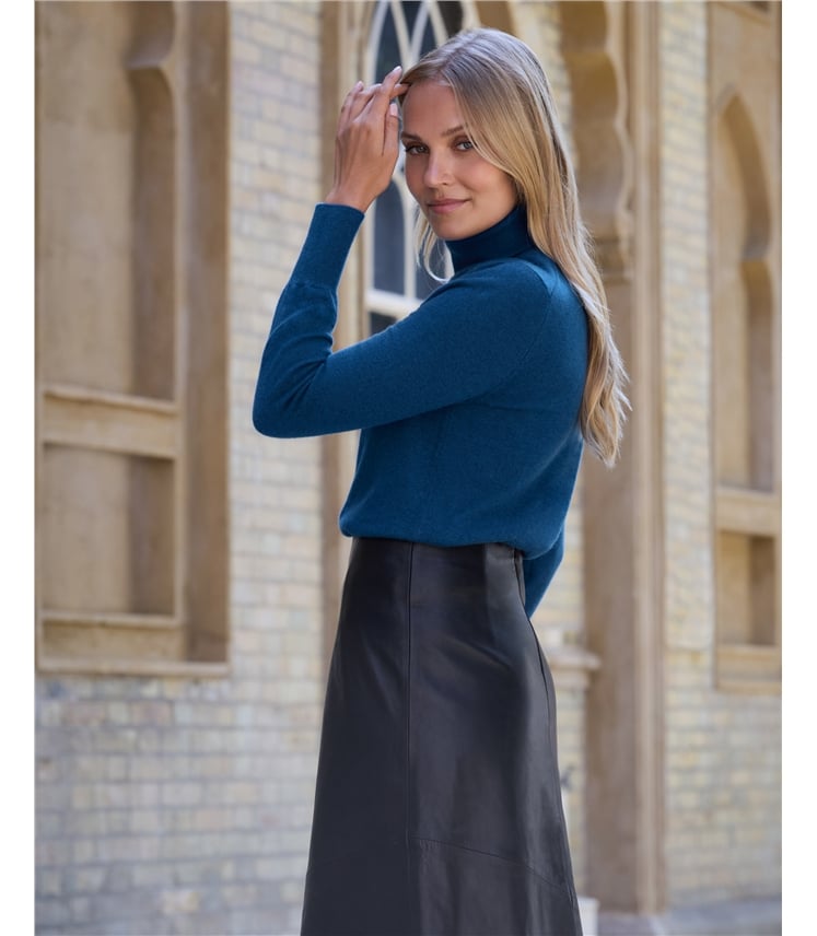 Womens Cashmere Polo Neck Sweater