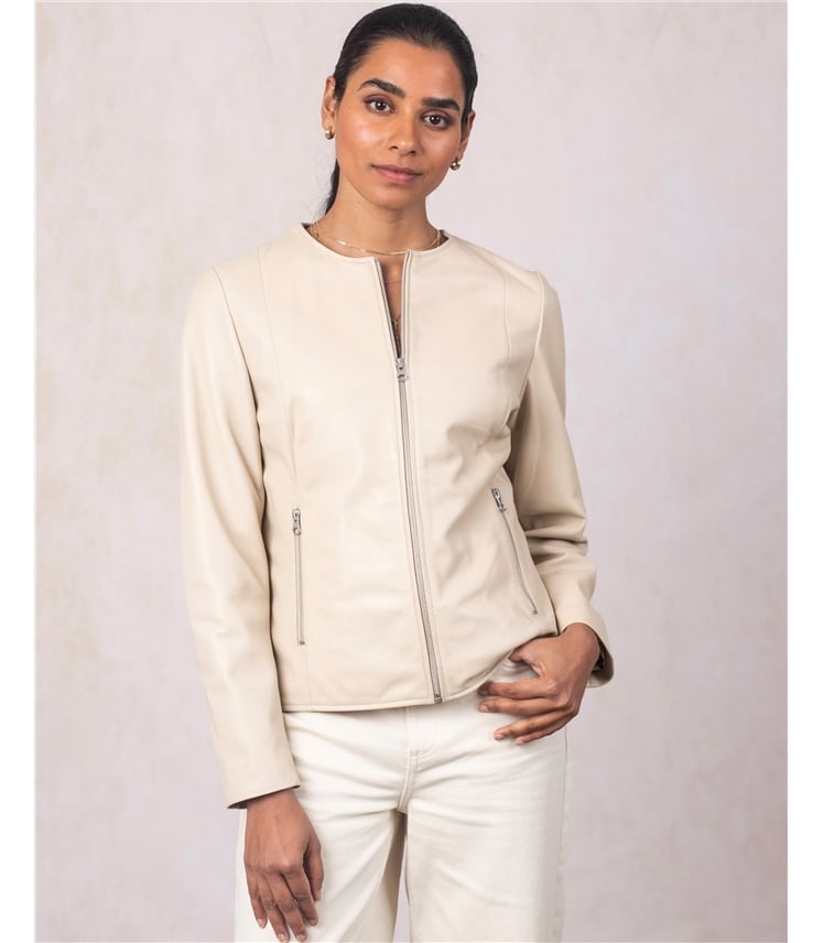 Crosby Collarless Leather Jacket