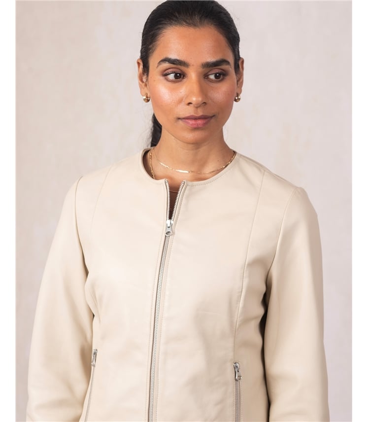 Crosby Collarless Leather Jacket
