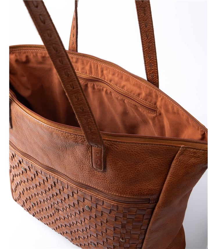 Storrs Woven Leather Tote Bag