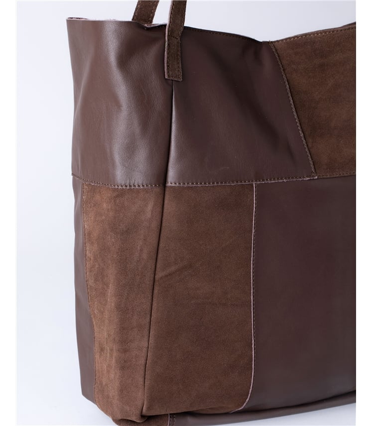 Tarn Hows Leather and Suede Tote Bag