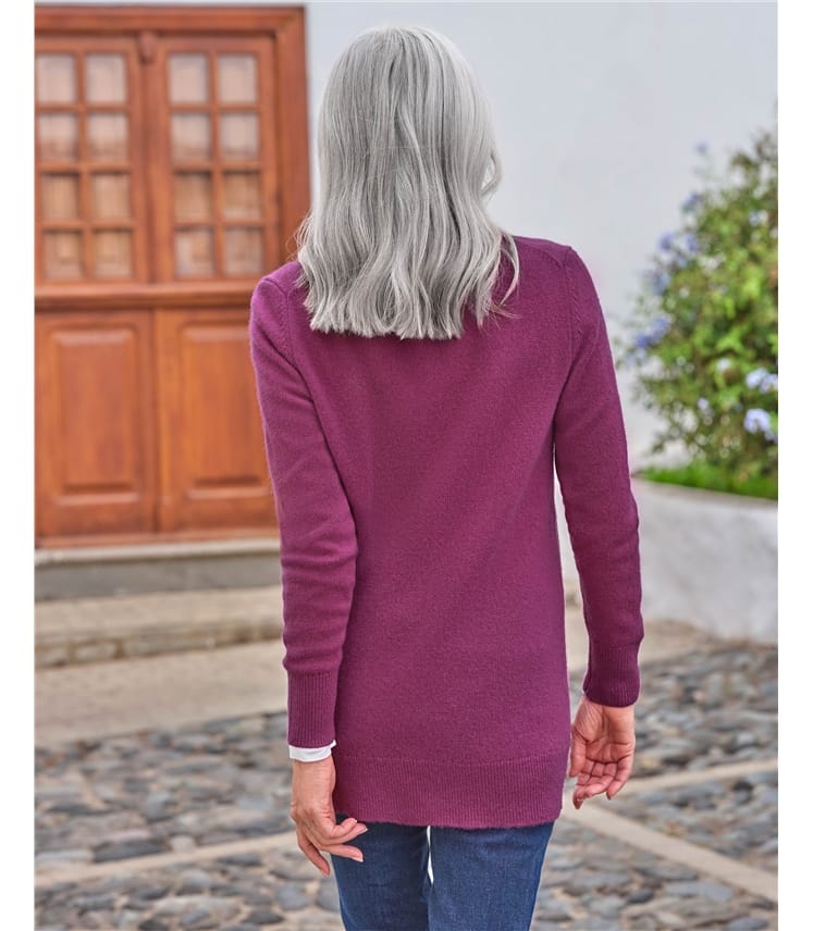 Cardigan à col rond - Femme - Laine d'agneau