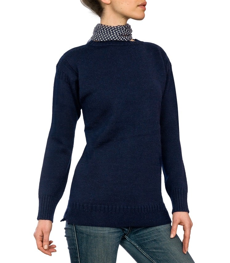 Womens Pure Wool Guernsey Jumper