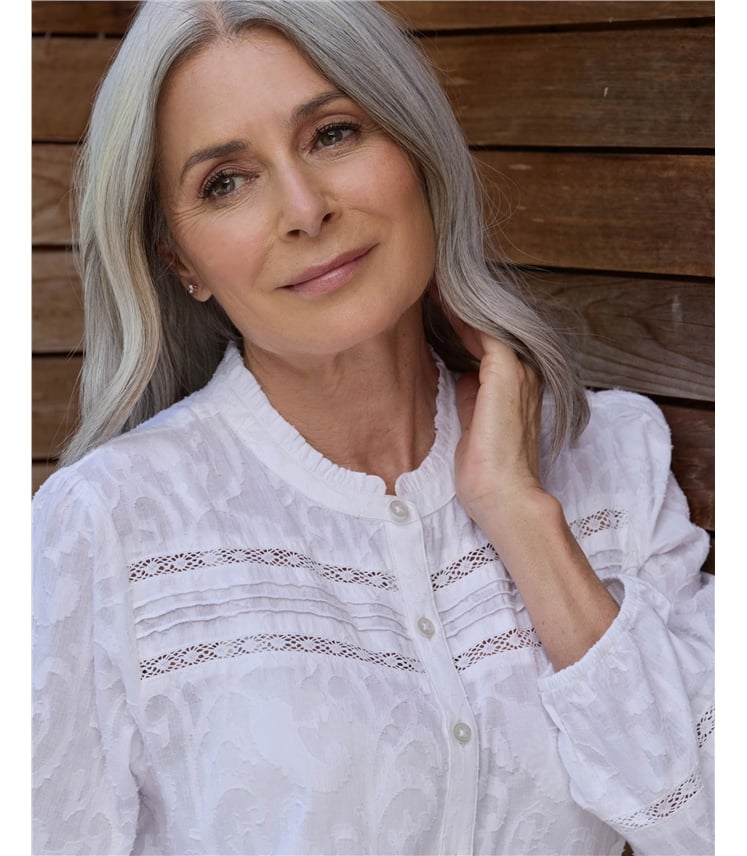 Jacquard Lace Insert Blouse