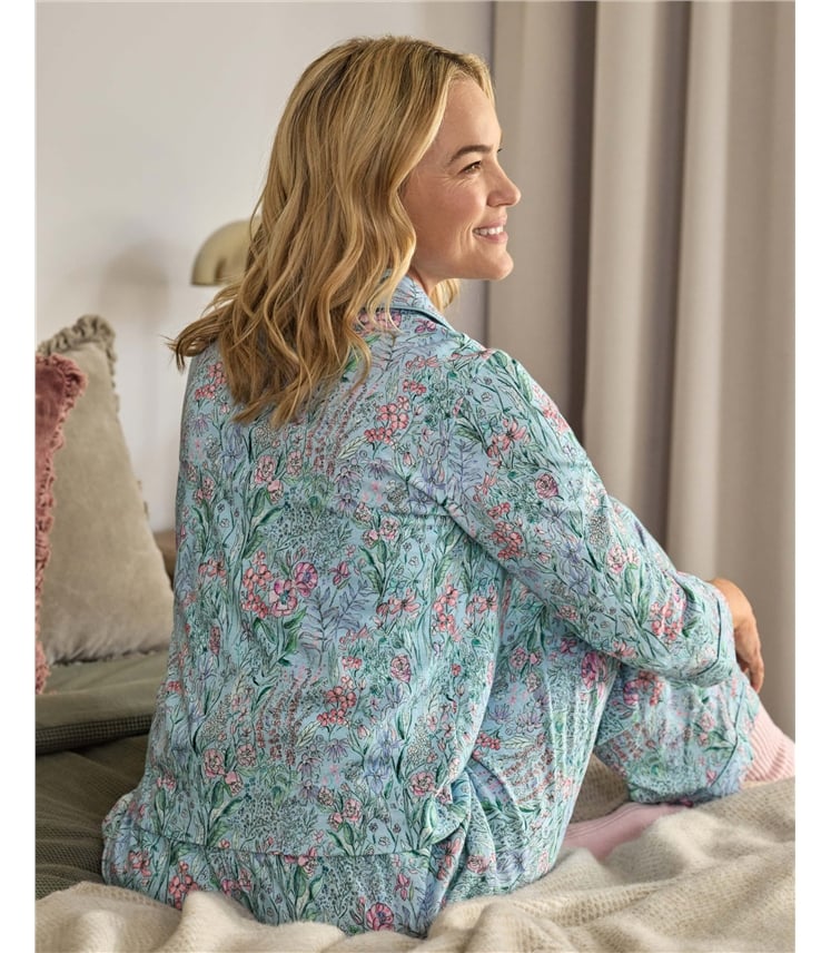 Jersey Revere Collar Long Sleeve PJ Top