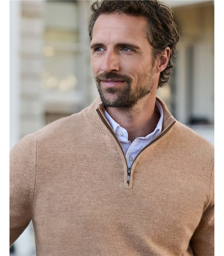 Mens Cashmere Zip Neck Sweater