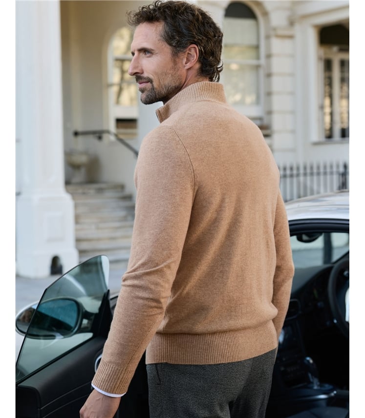 Mens Cashmere Zip Neck Sweater
