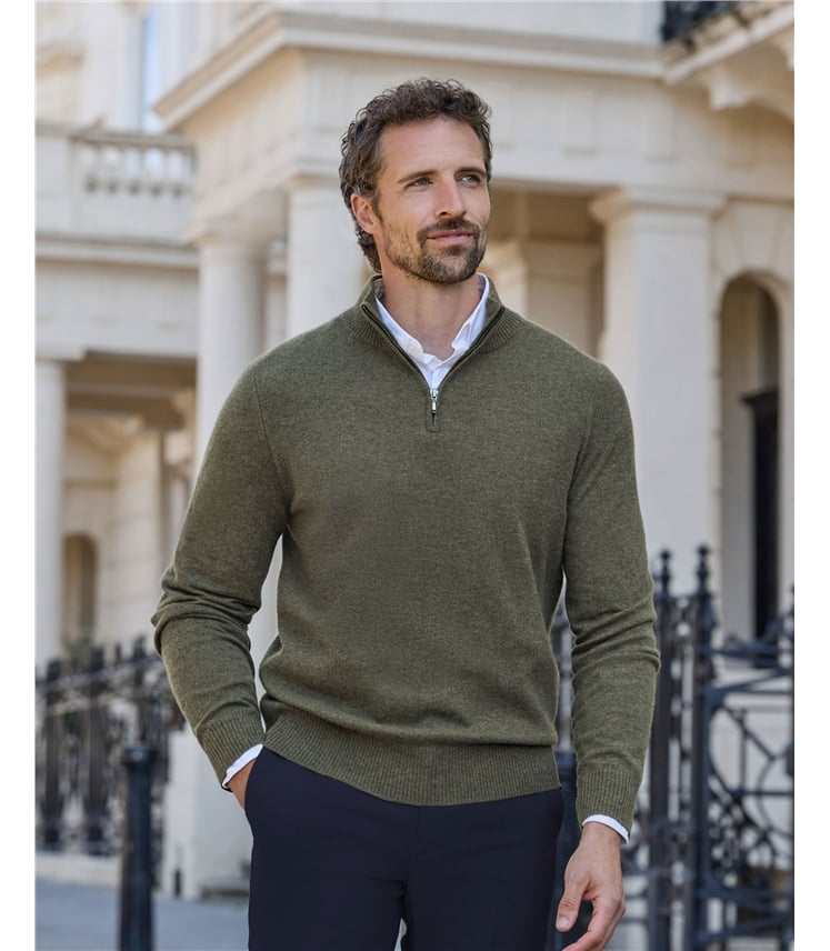Mens Cashmere Zip Neck Sweater