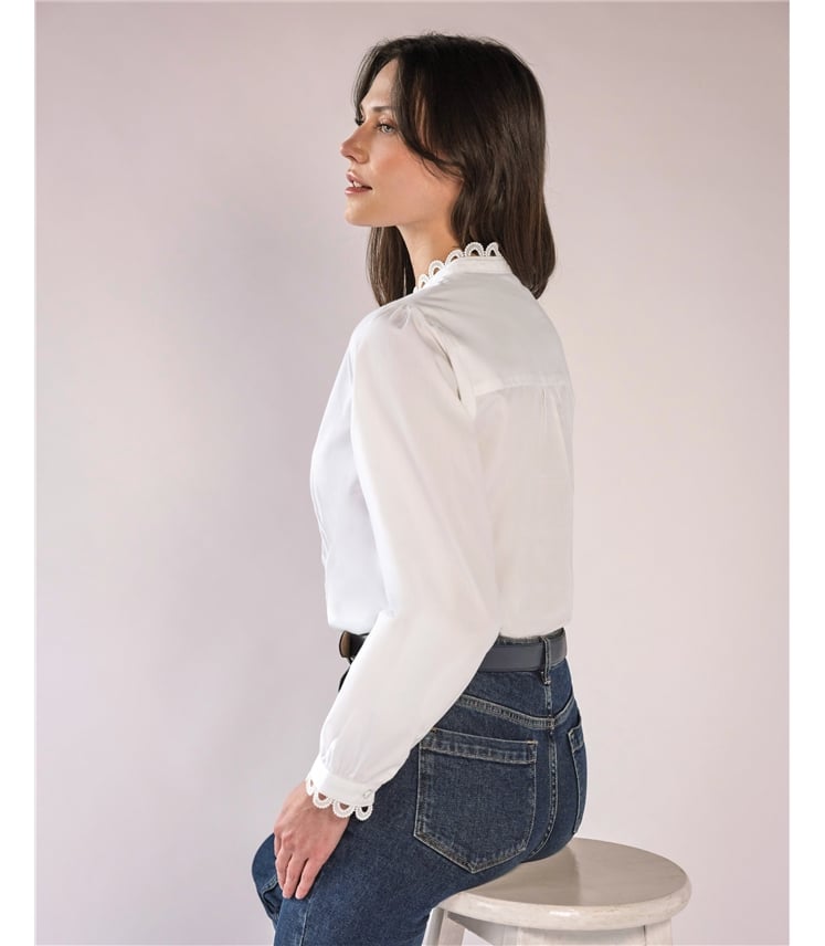Loop Lace Trim Cotton Shirt
