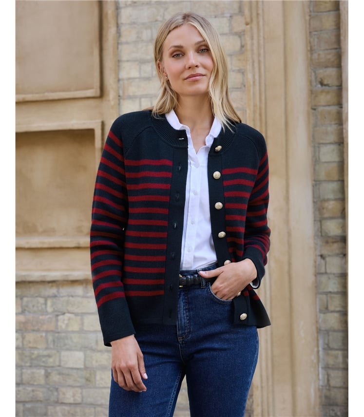 Cotton Cashmere Stripe Cardigan