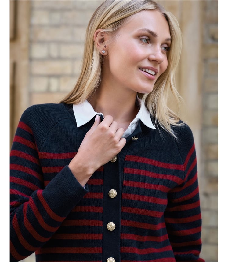 Cotton Cashmere Stripe Cardigan