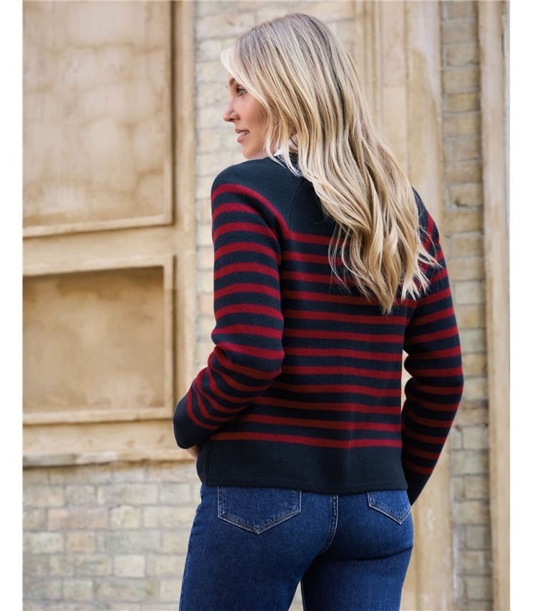 Cotton Cashmere Stripe Cardigan