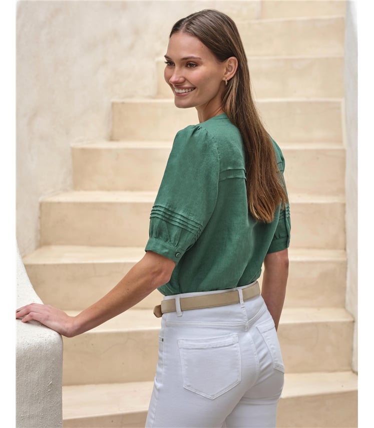 Linen Pintuck Blouse