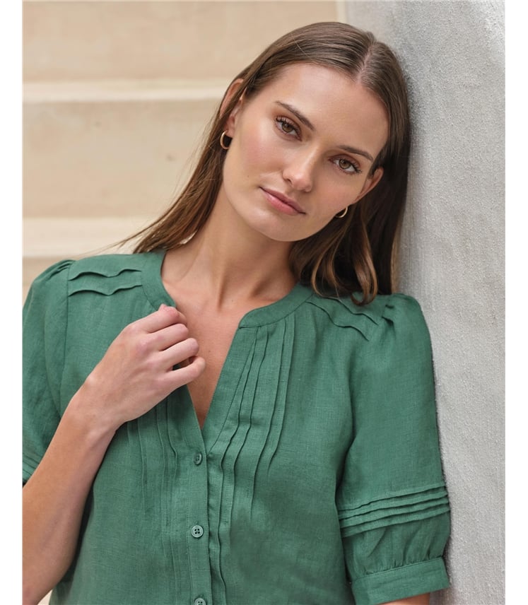 Linen Pintuck Blouse