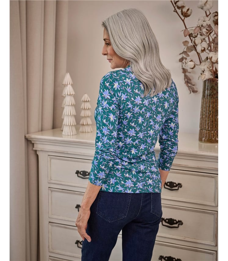 Jersey High V Neck Top