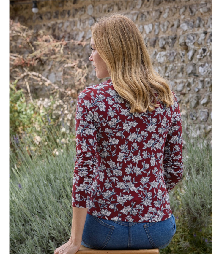 Jersey High V Neck Top