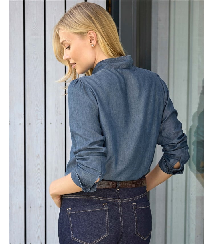 Cotton Tie Neck Shirt