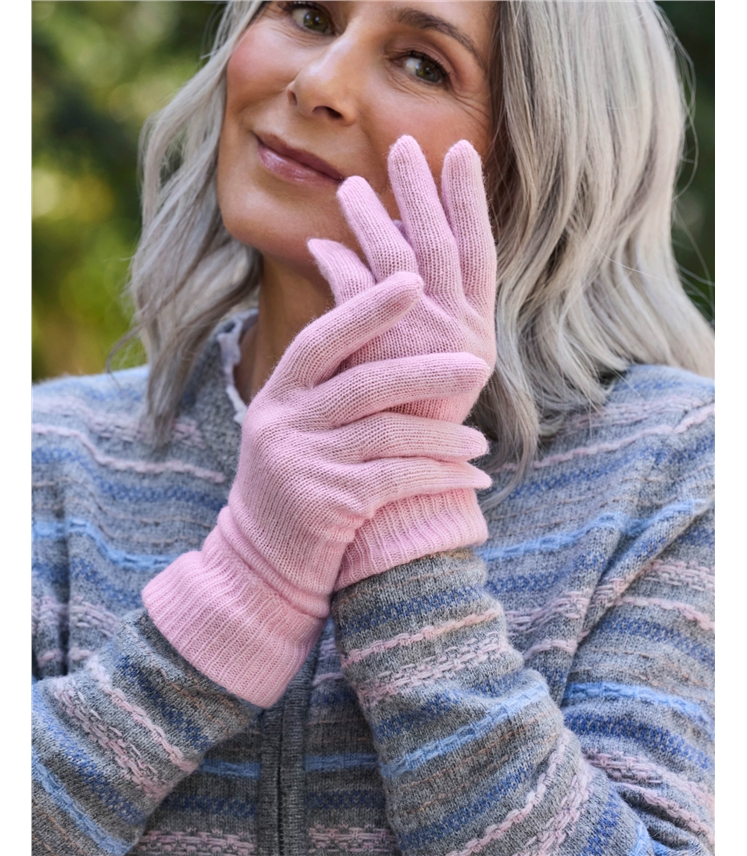 Womens Premium Pure Cashmere Long Rib Gloves