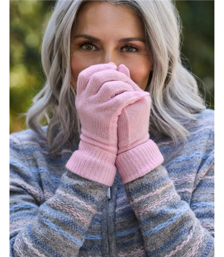 Womens Premium Pure Cashmere Long Rib Gloves