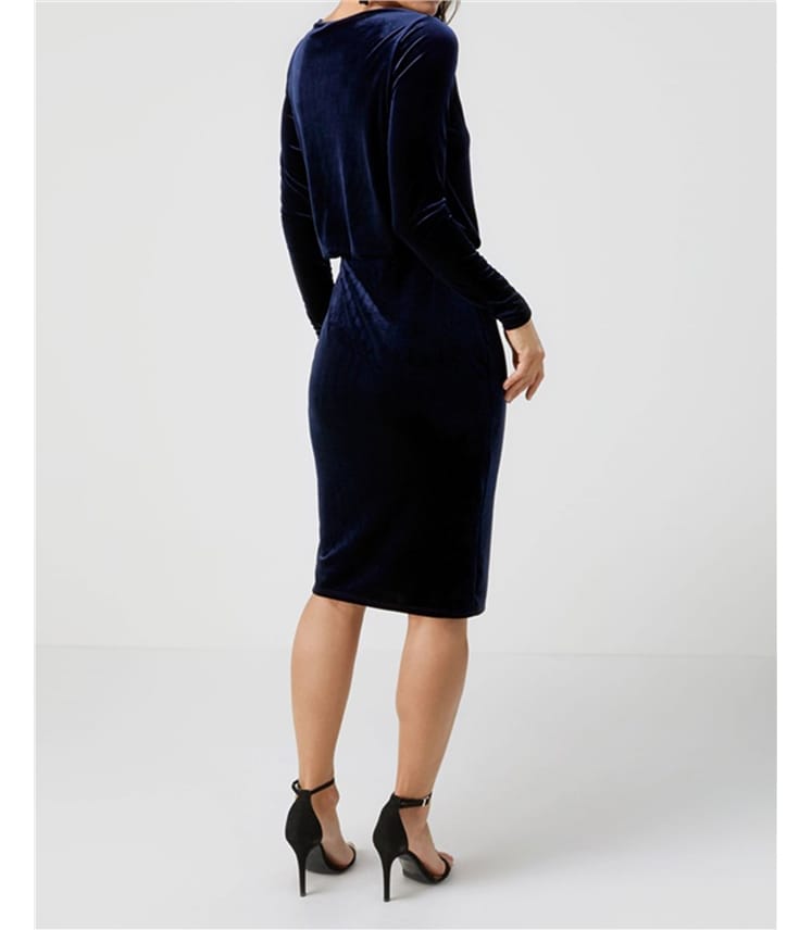 Midnight Velour | Jersey Slim Blouson Dress | WoolOvers US