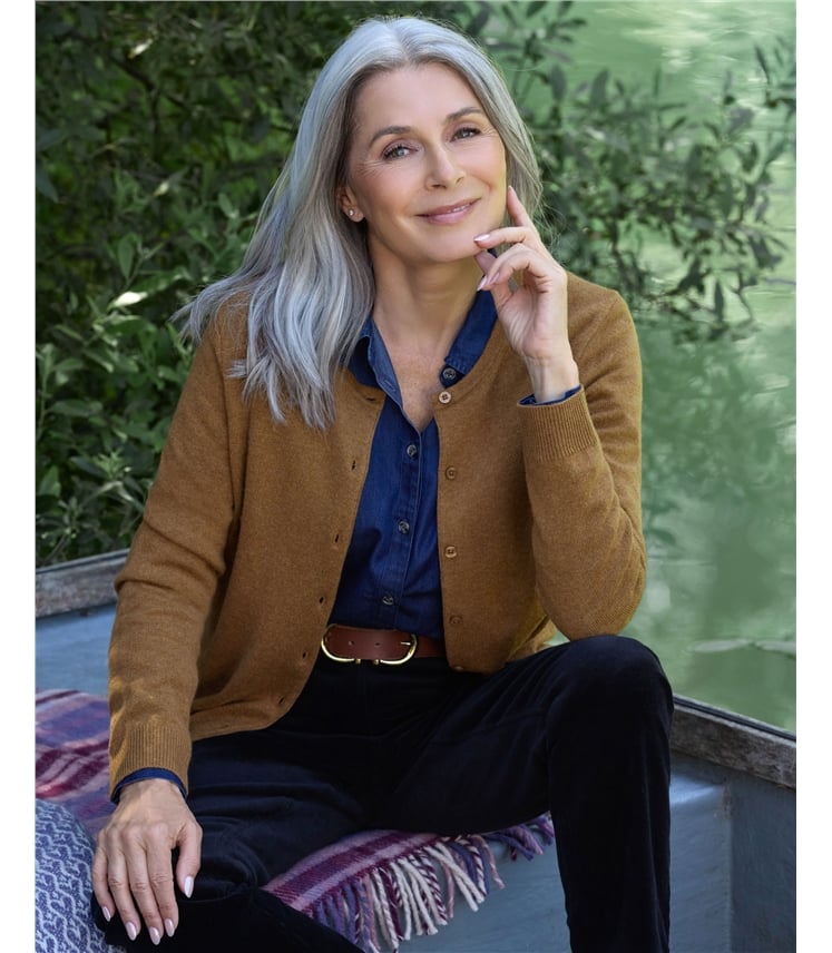 Cashmere Merino Crew Neck Cardigan