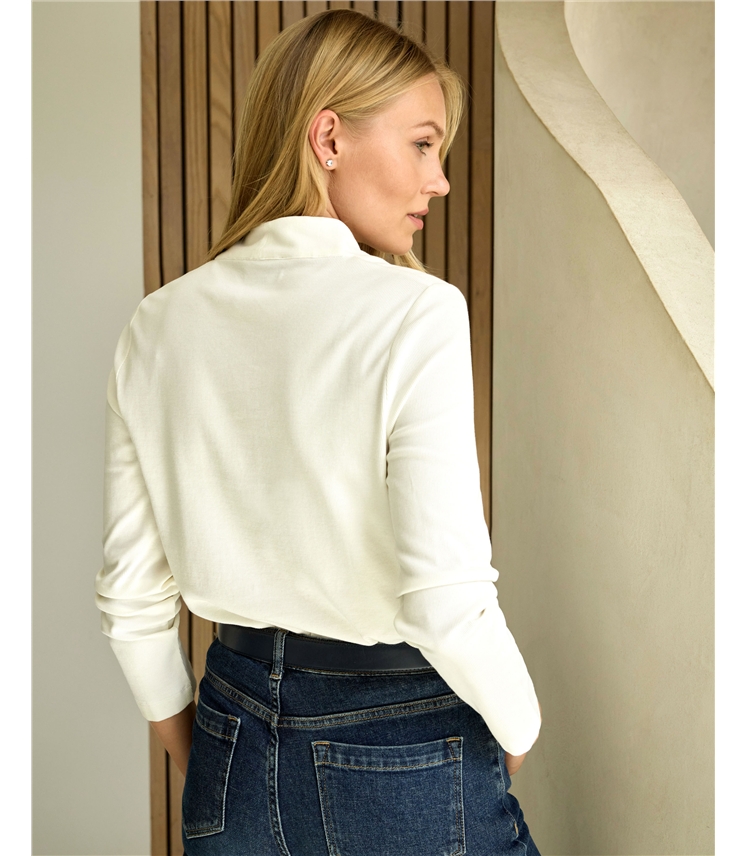 Fine Jersey Rib V Neck Top