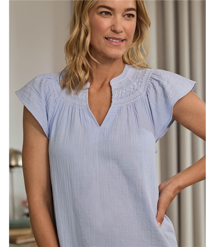 Shirred Angel Sleeve Nightie